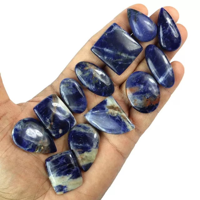 439 Ct/17 Pc Natural Blue Sodalite Mix Cabochon Gemstone 23-36 mm Wholesale Lot