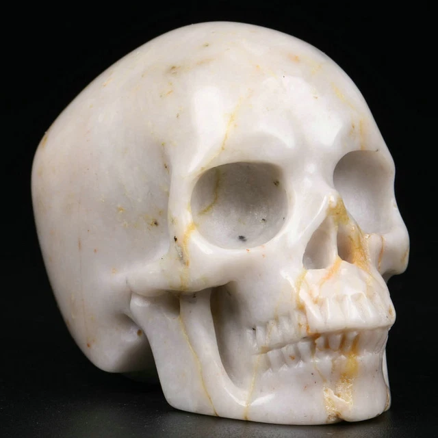 2.0" Hiso Jasper Carved Crystal Skull, Realistic, Crystal Healing