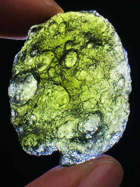 43Ct Meteorite Moldavite Green Impact Fragment Meteor Stone Space Asteroid+Coa