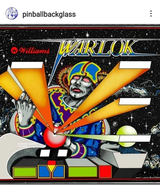 Warlok Williams  NO mirrored backglass reproduction