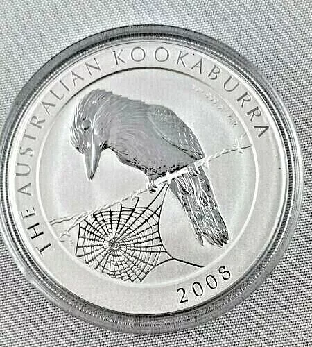 2008 Kookaburra 1oz Silver Bullion Coin in Capsule Ex Perth Mint .999 fineness