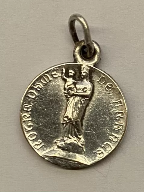 Médaille religieuse ancienne " Notre Dame de France " - métal argenté