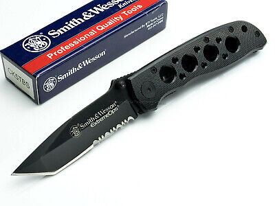 Smith and Wesson Extreme Ops Folder Pocket Knife Serrated Tanto Linerlock SW5TBS