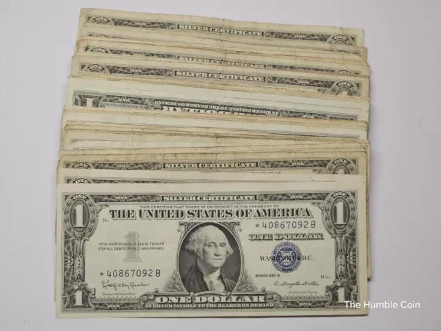 1957 Star Note Silver Certificate 74 Bill Lot (Avg/Heavy Circulated) 04AGP