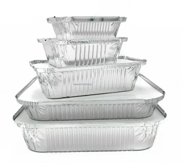 30 x Aluminium Foil Hot Food Containers Box + Lids Home Takeaway - ALL SIZES