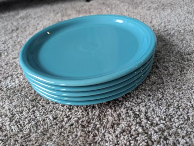 set of 5 BISTRO dinner PLATES turquoise FIESTA 10"