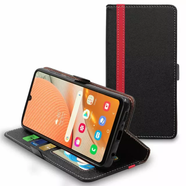 Coque pour Samsung Galaxy A42 5G Etui Portefeuille PU Cuir Porte-Cartes, Noir