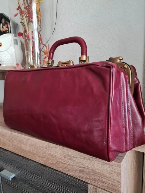 Arzttasche Leder bordeaux rot