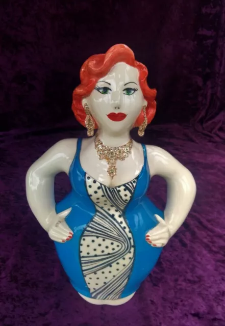Australian Studio Pottery Glamorous Lady Figural Vase By Allison Bennett 34Cm