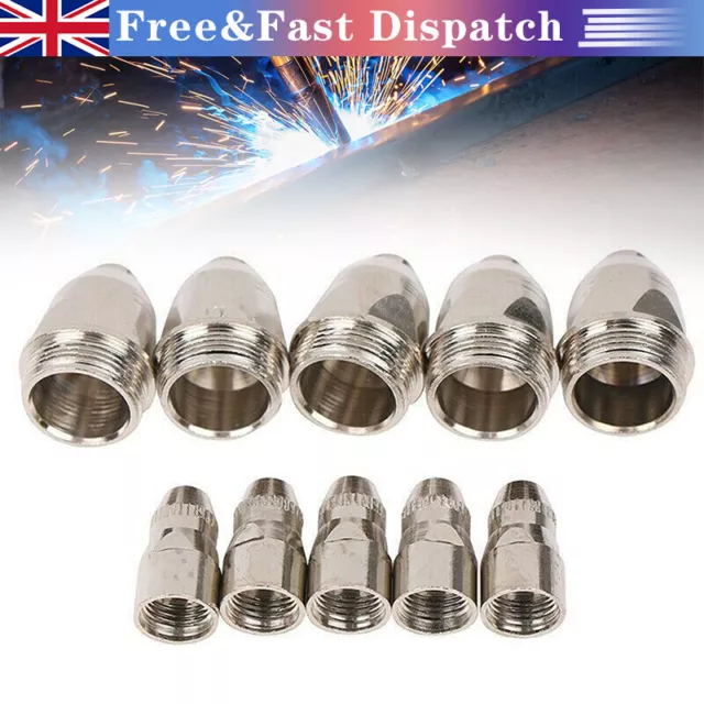 10Pcs P80 Plasma Cutting Torch Electrode Nozzle Tip Set Consumable 1.1mm-1.7mm