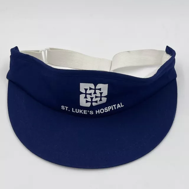 St Lukes Hospital Vintage 80s 90s Navy Golf Visor - Adjustable One Size VGUC