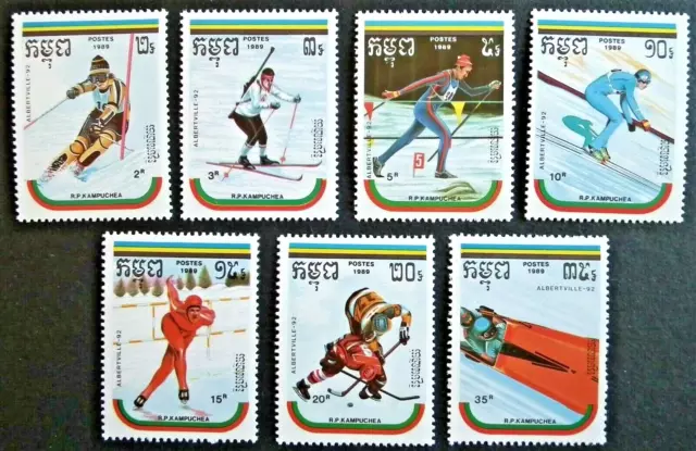 Cambodia (1989) Winter Olympic Games / Skiing / Sled / Skating - Mint (MNH)