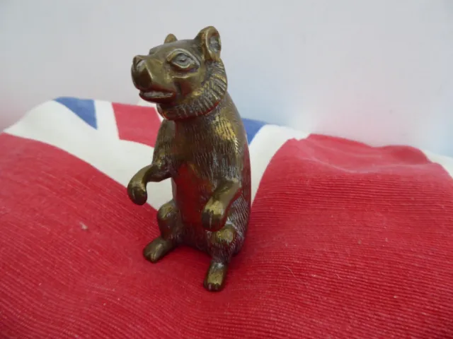 Brass Vintage antique Bear match box holder Desk Ornament Collectable Heavy RARE