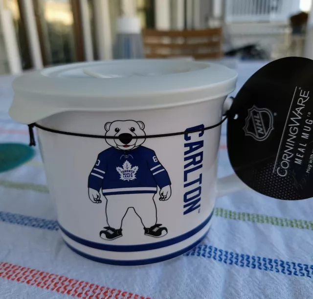 Toronto Maple Leafs CARLTON BEAR CorningWare Soup Meal Mug 20 oz Vented Lid NHL