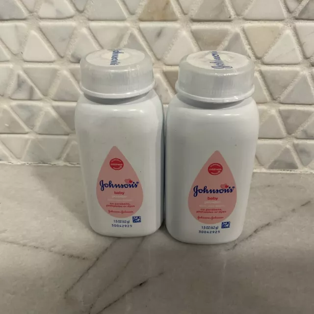 Two Johnson's Baby Powder Talc 1.5 oz  Pink Label Travel Size Sealed NEW