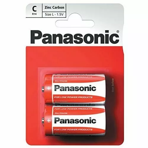 4x PANASONIC C Size Batteries 2 Pack - R14 2BP (8 Pieces) 2