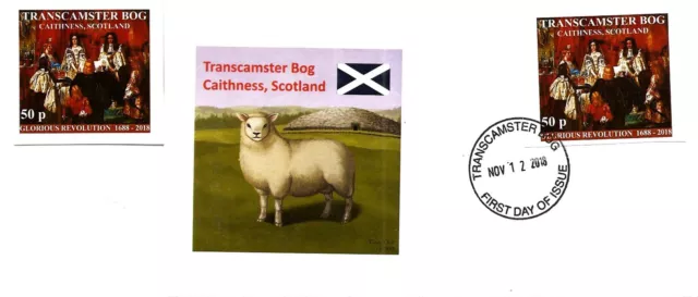 Transcamster Bog, Scotland: Glorious Revolution, FDC and mint stamp