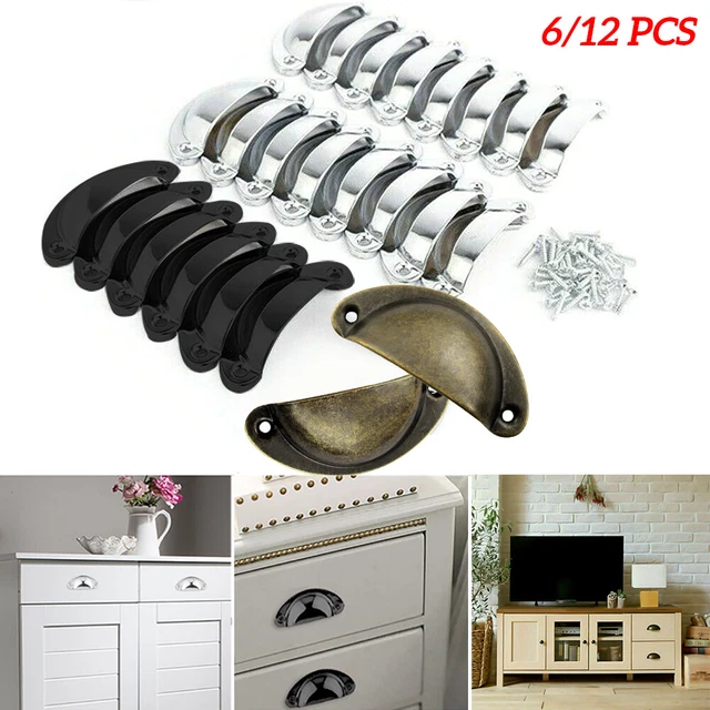 6/12Pcs Cup Pull Shell Handles Half Moon Kitchen Cupboard Cabinet Door Drawer UK