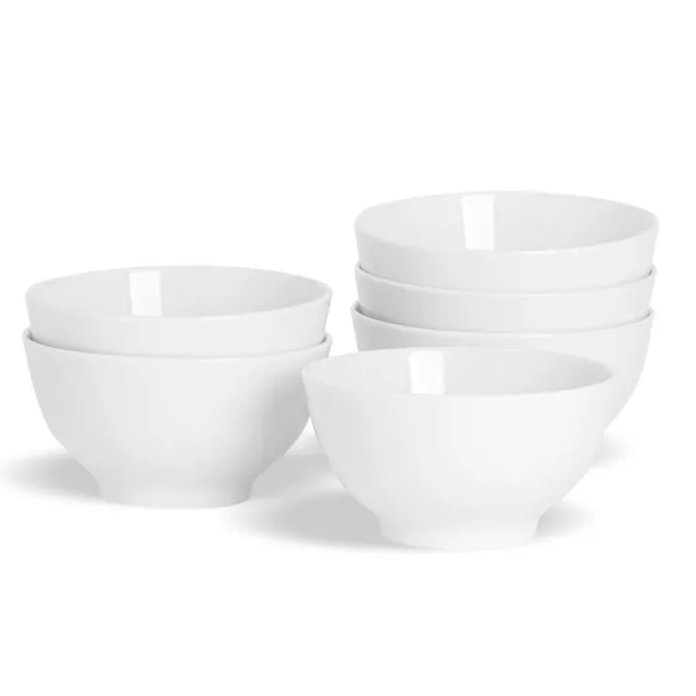 White Rice Dessert Cereal Salad Soup Bowls, Porcelain Crockery 128mm (5") - x6