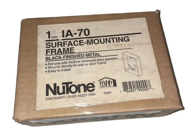 Marco de montaje en superficie Nutone IA-70 metal acabado negro NUEVO EN CAJA