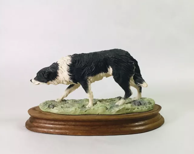 Vintage 1979 Scottish Border Fine Arts Mairi Laing Border Collie Dog On Plinth