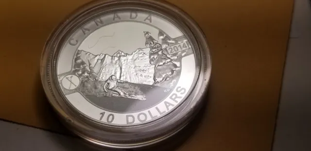 O Canada 2014 Proof Gem $10 Silver Coin Canadian Holiday Scene.