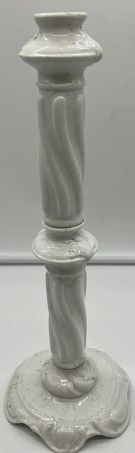 Antique European White Porcelain Late 18th/Early 19th Century Candle Stick 2pc