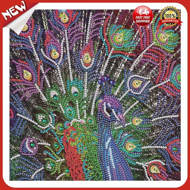 uk 5D Diamond Painting Peacock Partial Special Shape Drill Wall DIY (UP273)
