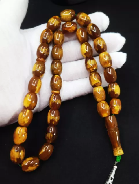 51.29g 14/12mm Antique natural butterscotch German Amber kahraman Prayer Beads