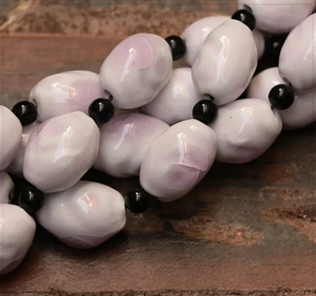 4x Porzellan Keramik Perlen Beads Schmuck DIY Basteln 21x16mm Rosa tb224
