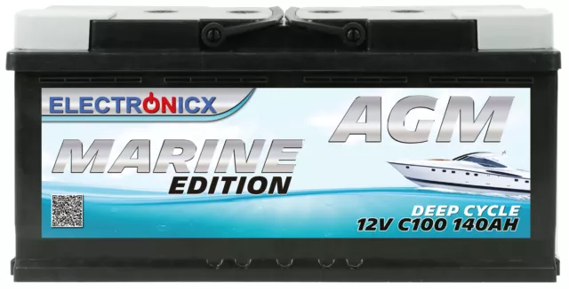 AGM Batterie 140AH Electronicx Marine Edition Boot Schiff Versorgungsbatterie 12