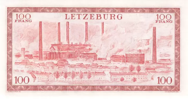 Luxemburg Luxembourg 100 Francs 1956 P50 UNC 2