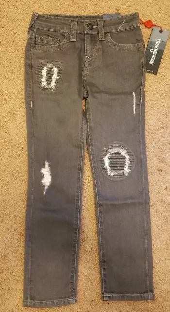 NWT True Religion Boys Rocco Moto Repair Jeans, Size 6