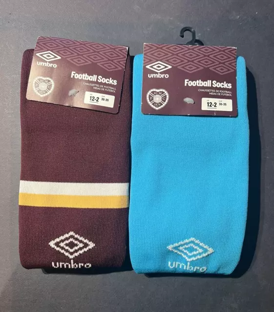 Hearts  - Official Match Day Socks X2- Size (Boys 12-2) - Bnwt