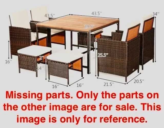 11PCS Rattan Dining Set Chair Stools Table Outdoor Patio Garden Furniture Set