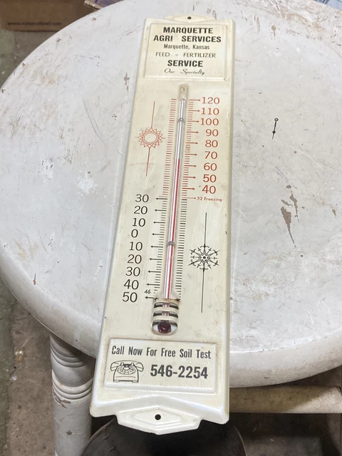 Vintage Marquette Agri Service Metal Thermometer