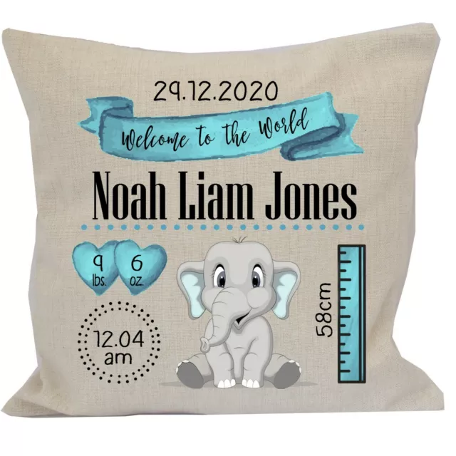 Baby Birth Details Cushion Personalised Name Baby Boy Arrival Newborn Gift