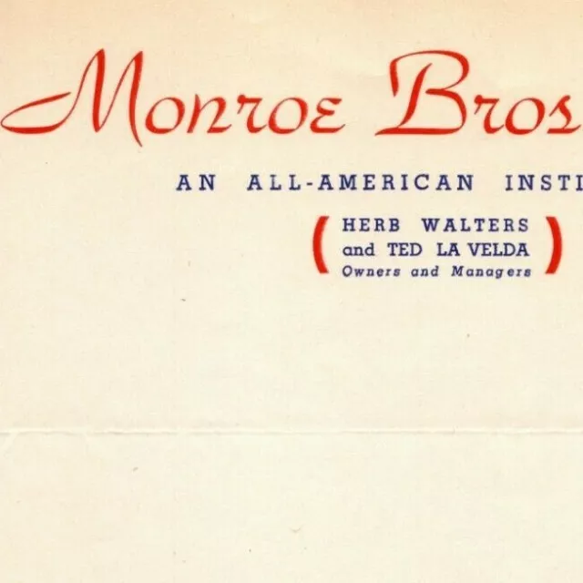 Very Scarce Monroe Bros. Circus "An All-American Institution" Letterhead c1940's