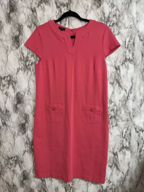 Talbots Women's Pink Cap Sleeve Notch Neck Sheath Dress Size 8