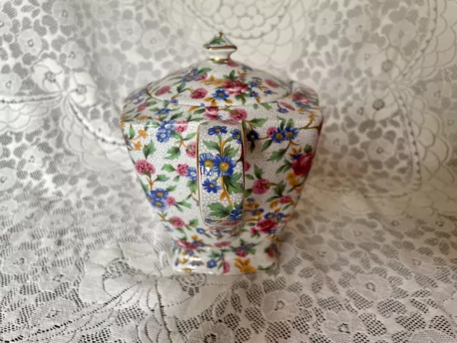 Vintage Royal Winton Grimwades OLD COTTAGE CHINTZ Floral Ascot Teapot England 2