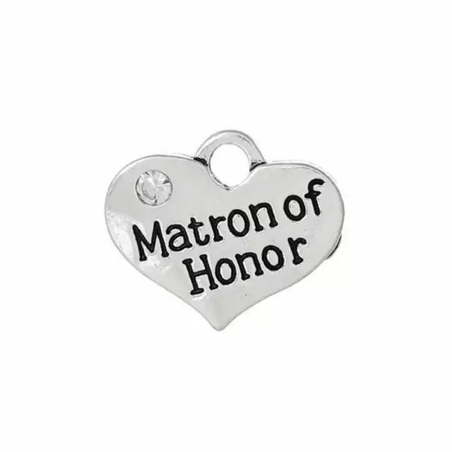 Matron Of Honor Heart Charms Wedding Jewellery Making Tibetan Silver Pack 5