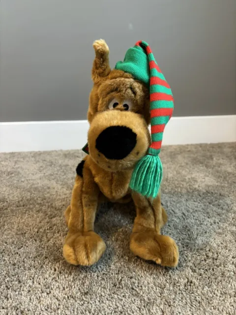 Scooby Doo Plush Hanna Barbera Christmas Holiday Stuffed Dog w/ Santa Hat 15"