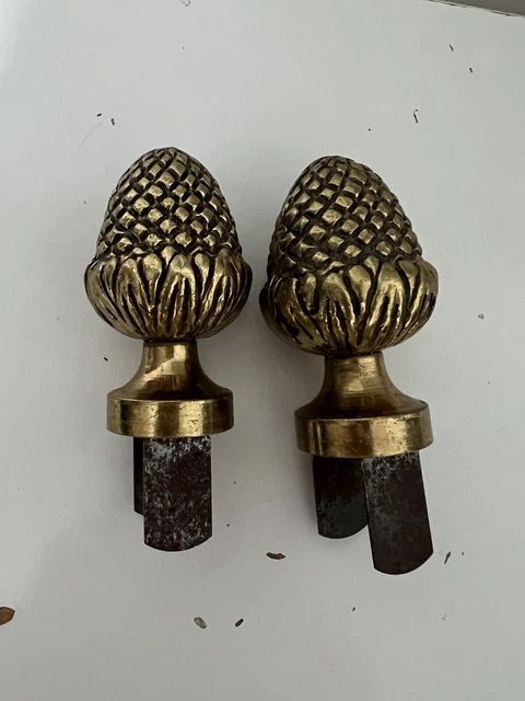Lot De 2 Embouts De Tringle à Rideaux Anciens - Style Louis XVI - Laiton Doré - XIXème