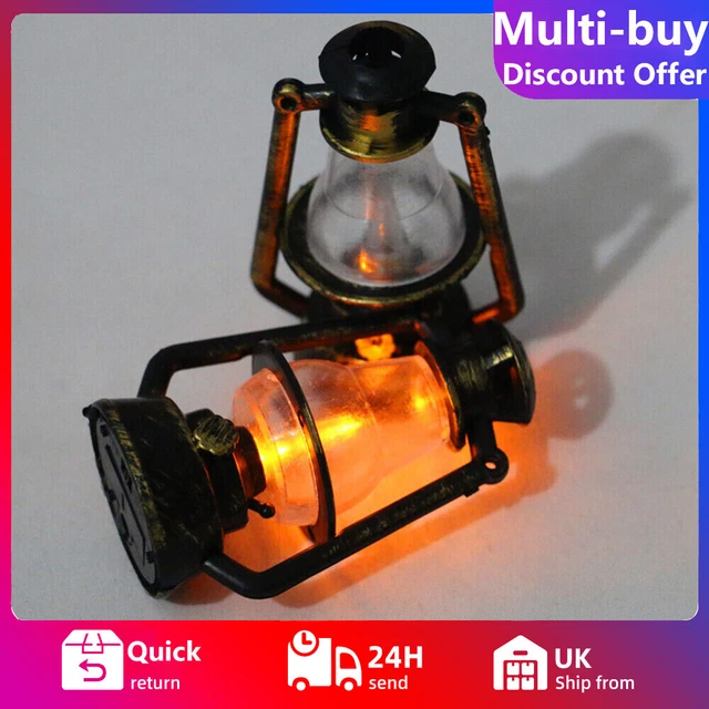 2pcs Dollhouse Miniature Retro Lantern Kerosene Lamp Props Model Vintage Lantern