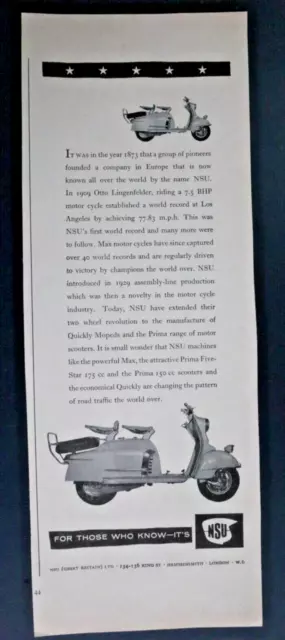 L117, Nsu Prima Mopeds & Roller, 1958, Original Klassischer Roller Werbung