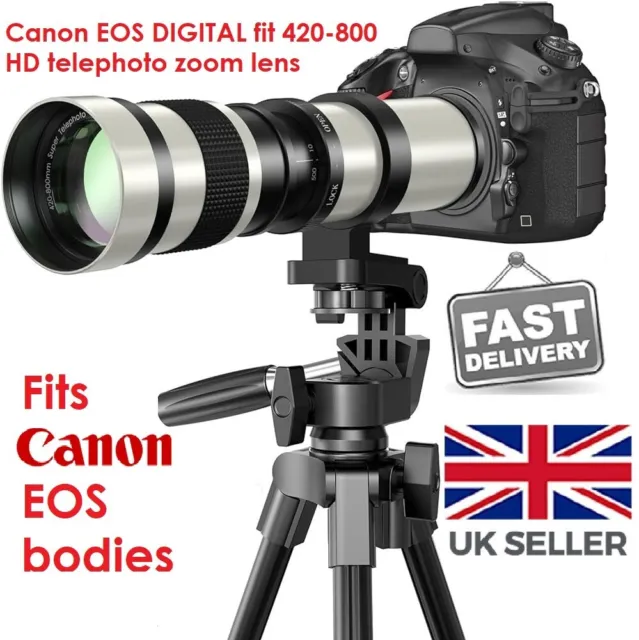 Canon EOS DSLR DIGITAL ajuste 420 800 mm lente zoom 1200D 1300D 2000D 4000D + más ++ 2