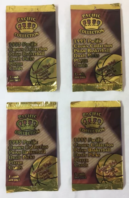 1995 Pacific Couronne Collection Prism Basketball Draft Pics ~ 4 Scellé Packs