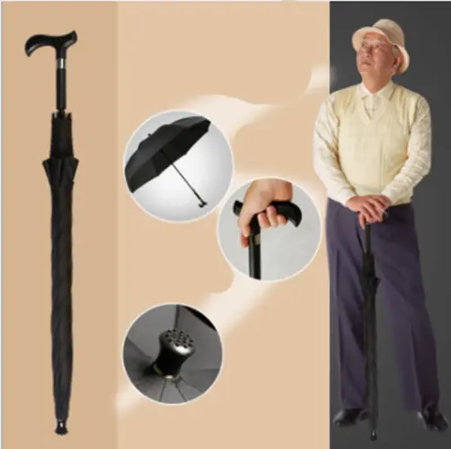 Elderly Care or Hiking Walking Cane Stick 2 in 1 Umbrella new