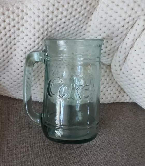 Vintage Coca Cola Coke Green Glass Stein Mug