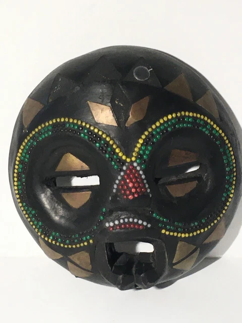 Wood Mask Ghana Handmade Beaded Possibly Sese Wood Hand made Wooden